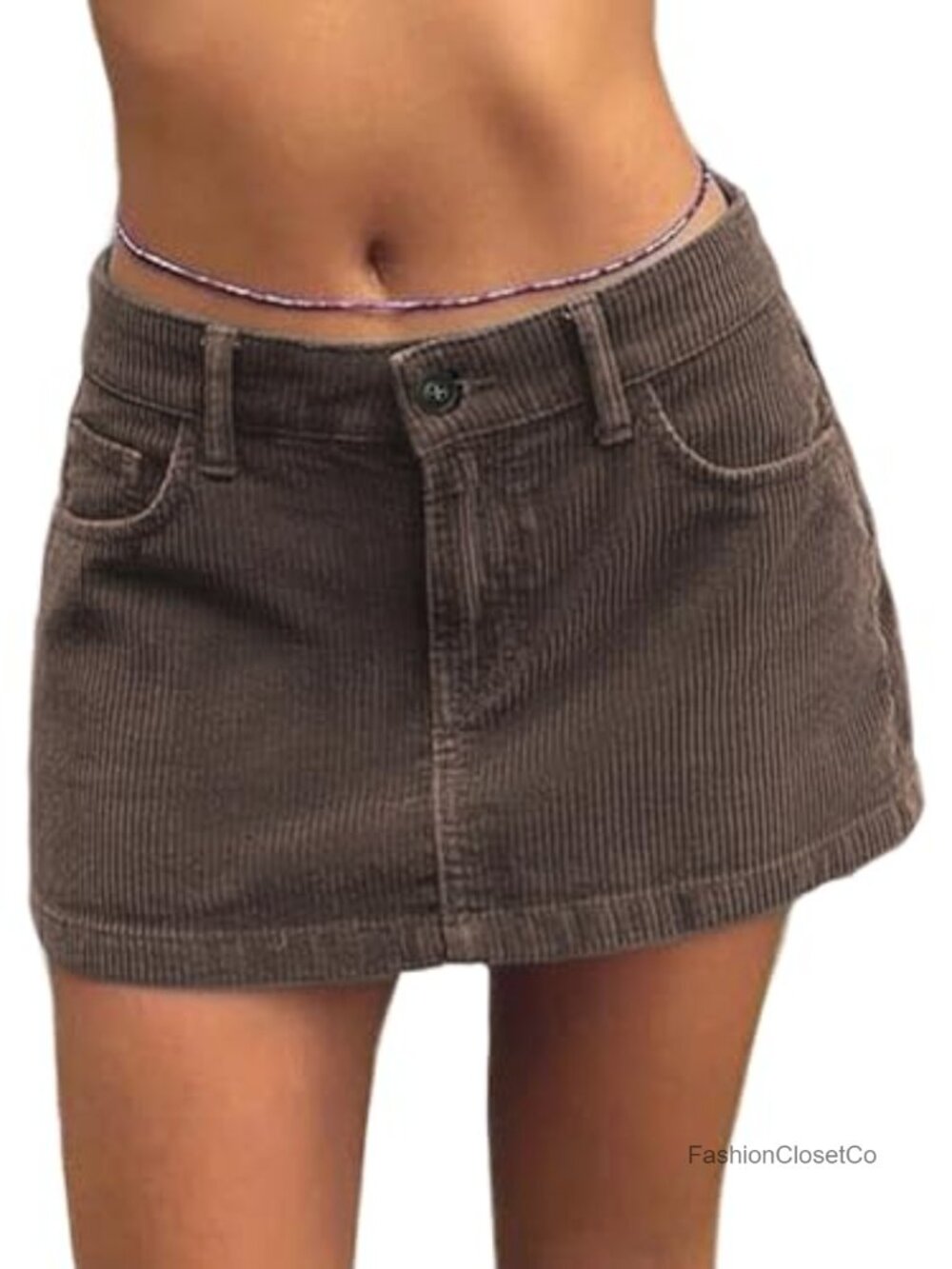 Women Corduroy Mini Skirt A-Line Low Rise with Pockets Y2K